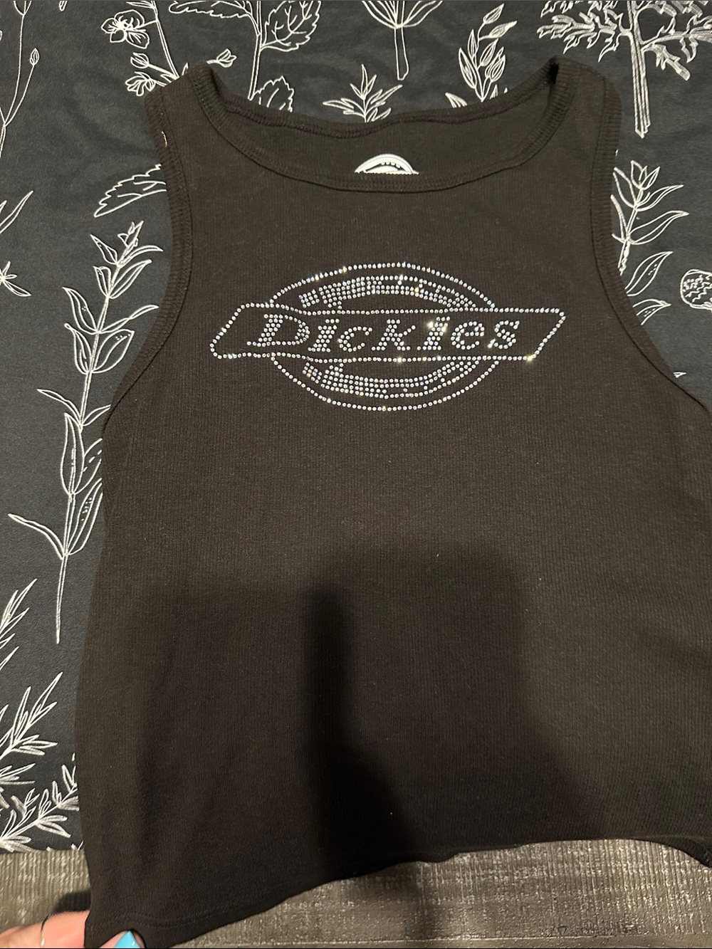 Dickies Black Tank with Silver Rhinestone Logo